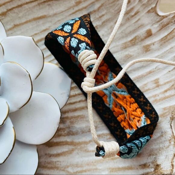 Boho Embroidered Mayan Style Adjustable Friendship Bracelet NWT - Picture 8 of 13